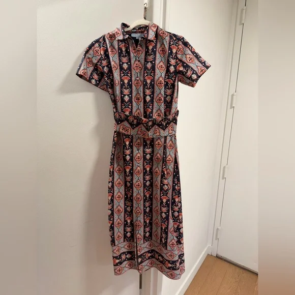 Hill House Navy and Peach Printed Maxi Dress - Picture 3 of 4